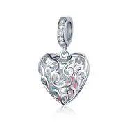 Openwork Heart Shape Pendant Romance Silver plating Charms Fit Bracelets & Bangles Wedding Gift Jewelry