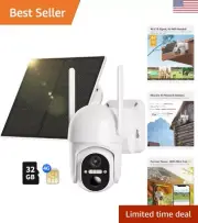 4G LTE Cellular Security Camera Outdoor Includes SD&SIM Card, Solar Powered, ...