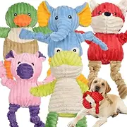 LECHONG 5 Pack Tough Dog Toys Stuffed Squeaky Dog Toys Assortment Plush Animal Dog Toy Value Bundle for Small, Medium, Large Dogs