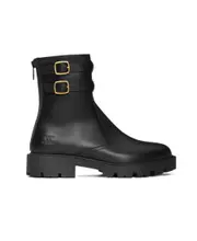 MARGARET DOUBLE BUCKLE ZIPPED BOOT in Calfskin 37.5,37 black