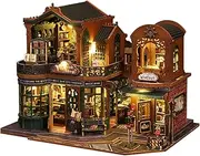 OZJAY DIY Miniature Bookstore Kit, Twilight Bookstore, Wooden Dollhouse Kit for Adults & Older Teens