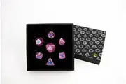 LPG Dice Set - Metal RPG Leadlight (Blue/Pink/Silver)