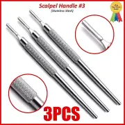 Set of 3 Pcs Dental Surgical Scalpel Handle Round Straight Blade Holder