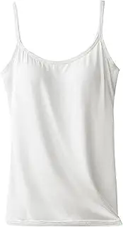 [Generic] Tank Top with Built in Bra, Comfortable Womens Seamless Padded Tank with Built in Bra, Adjustable Strap Camisole White