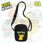 吊帶包兒童吊帶包 POKEMON PIKACHU LOGO 免費姓名吊帶包吊帶包兒童和成人 POKEMON 人物皮卡丘