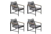 Livsip 4 Piece Outdoor Armchair Lounge Sofa Black