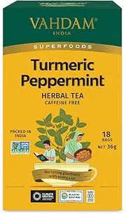 Vahdam Tumeric Peppermint Tea Bags 18 Pack
