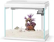 Aniwini 7.4 Gallon Glass Aquarium Fish Tank Starter Kit with LED Lighting, Small Fish Tank with Filter Light Water Pump, Fish Tank self Cleaning