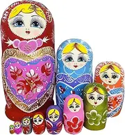 Stacking Nested Set Exquisitely Set of 10pcs Nesting Dolls Handmade Russian Nesting Doll for Christmas Birthday Gifts Set Home Decoration Handmade Nesting Dolls
