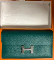 Hermes Constance Long Wallet Clutch Epsom Green Malachite NEW Store Fresh
