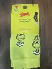 Dr Seuss The Grinch Leggings Velvet Plush Green Medium/Large