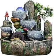 Tabletop Water Fountain 3-Tier Tabletop Water Fountain with Cascading Rock Waterfall and Water Mist for Office Home Décor Office Relaxation Meditation Fountain (Size : Small)
