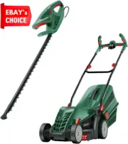 Corded Essentials Garden Kit: 1400W Lawn Mower + 450W Hedge Trimmer