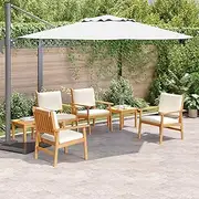 6 Piece Garden Dining Set with Cushions Solid Wood Acacia,Outdoor Sofas-3331815