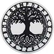 Uijokdef Uijokdef 1 PCS Viking Tree of Life PVC Patch, Norse Runes Design, Black and White, Luminous (White)