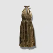 $245 Aidan by Aidan Mattox Women's Gold Cutout Halter Mini Dress Size 14