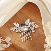 Crystal Bride Wedding Hair Comb Silver Side Combs Leaf Bridal Hair Piece