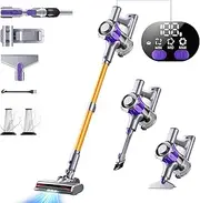 Battery Vacuum Cleaner, 40,000 Pa/450 W Cordless Vacuum Cleaner with Smart Display, Up to 50 Minutes Runtime, Cordless Vacuum Cleaner with Automatic Mode and Anti-Tangling Brush for Carpet, Hard Floor