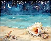 TAOPAOLAB Seaside Night Paint by Numbers Kit for Adults - DIY Seashells on Beach Under Starry Night Sky Painting on Canvas 16x20 Inches, Acrylic Paint Set, Suitable for Beginners,Art for Decoration