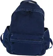 [FOYTOKI] Denim Satchel Backpack Bag Retro Style School and Work Large Capacity Dark Blue