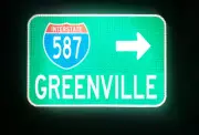 GREENVILLE Interstate 587, North Carolina route road sign 18"x12", Raleigh