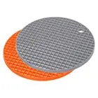 Silicone Trivet Mats 2pcs, Round Hot Pan Pads Drying Mat - Orange, Light Gray