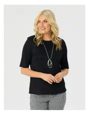 [Fella Hamilton] Milton Elbow Sleeve Top in Black