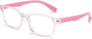 Blue Light Blocking Silica Glasses for Kids,Children's Computer Glasses for Age 4-13,Unbreakable Frame Anti-Blue Ray Glasses With Case,Anti UV400 & Eyestrain,Kids Pretend Glasses,Blue Screen Glasses,