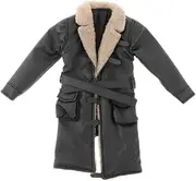 Generic 1/12 PU Leather Trench Coat Handmade Doll Clothes Elegant Dolls Dress Up Accessory Miniature Clothes for Action Figures Body Doll Model, Black