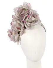 Silver flower headband racing fascinator Max Alexander Made in Australia