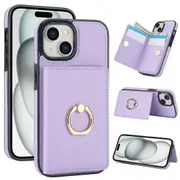 IPhone 13/Iphone 14 Case With Card Holder,Military Grade Drop Protection,Durable Shockproof Cover-Light Purple