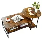 Nesting Coffee Table Set of 2, Small Rustic Brown-2 Pieces Set Wooden Board