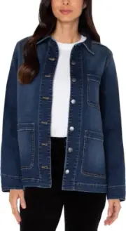Well Worn Women's Barn Jacket with Three patch pockets, Denim, Large
