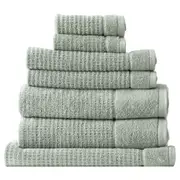 7pc Renee Taylor Cambridge 650GSM Textured Bath/Hand/Face Towel Mat Eucalyptus