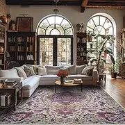 Large Rug Indoor Floor Cover Carpet Living Room Bedroom Office Dining Room Red Purple Multicolor Retro, Purple, 180 x 270 cm