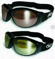 2 Motorcycle Padded Goggles-Sun Glasses-DRIVING MIRROR & YELLOW MIRROR Lenses