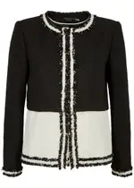 Alice + Olivia Kidman Panelled Tweed Jacket - Black - XL (UK16 / XL) XL (UK16 / XL)