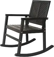 JONATHAN Y RCK100C Ned Modern Chevron-Back 300-Lbs Support Acacia Wood Patio Outdoor Rocking Chair for Garden, Lawn, Backyard, Pool, Deck, Beach, Firepit, Black