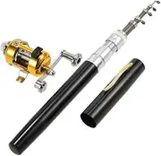 Eacam Fishing Rod Reel Combo Kit Set Mini Telescopic Portable Pocket Pen Fishing Rod Pole + Reel Aluminum Alloy Fishing Accessories