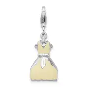 Sterling Silver Amore La Vita Rhodium-Plated Polished 3-D Enameled Dress Charm With Fancy Lobster Clasp