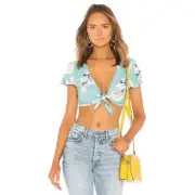 NWT Yumi Kim Womens Wanderlust Jade Melrose Cropped Tie Front Top Size XS