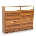 Sarantino 24 Pairs Shoe Cabinet Rack Storage Cupboard Organiser Shelf Walnut