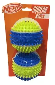 NERF DOG Spiky Blue Green Balls Set of 2 Squeak