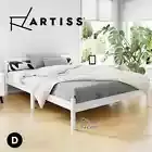 Artiss Bed Frame Double Size Wooden Mattress Base Timber Platform White SOFIE