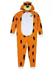 Cheetos Mens Chester Cheetah PAJAMAS Fleece Costume Union Suit Hooded Zip Large