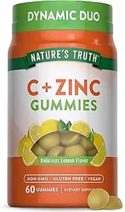 Nature's Truth Vitamin C Immune Support Gummies | 60 count | with Zinc and Manuka Honey | Vegetarian, Non GMO and Gluten Free Supplement | Honey Lemon Flavor | By