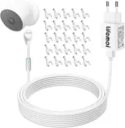 Power Adapter and USB Power Charging Cable with Charging Alert Breathing Light, Compatible with Google Nest Cam (Battery Version) Camera, 7.6m(29.4ft), Extended Charge Cord, Weatherproof (1 Pack)
