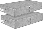 Under bed Storage Bags 2 Pack Underbed Storage Containers with Lid and Reinforced Handles and Clear Window, Large Capacity Foldable Blanket Storage Box, Pillows, Comforters, Toys –Grey