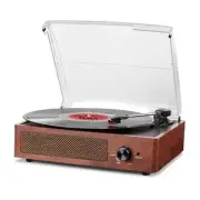 Bluetooth Turntable Vinyl Record Player with Speakers, 3 Speed Belt Orange1