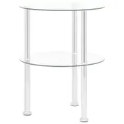 vidaXL 2-Tier Side Table Transparent 38cm Tempered Glass Couch Sofa Table